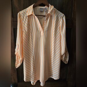 Chico's, size 1 (medium), bright orange and white tunic